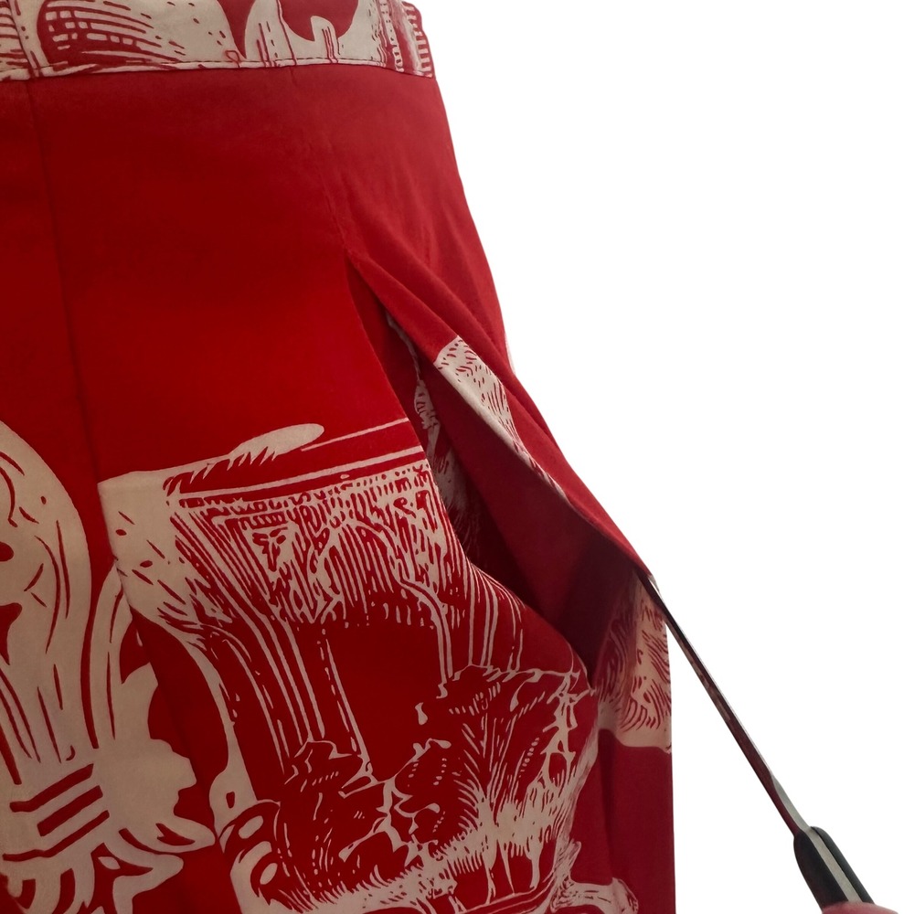 Soft Surroundings Red White Greek Pottery Urn Maxi Skirt Pockets Womens Small - Picture 4 of 10